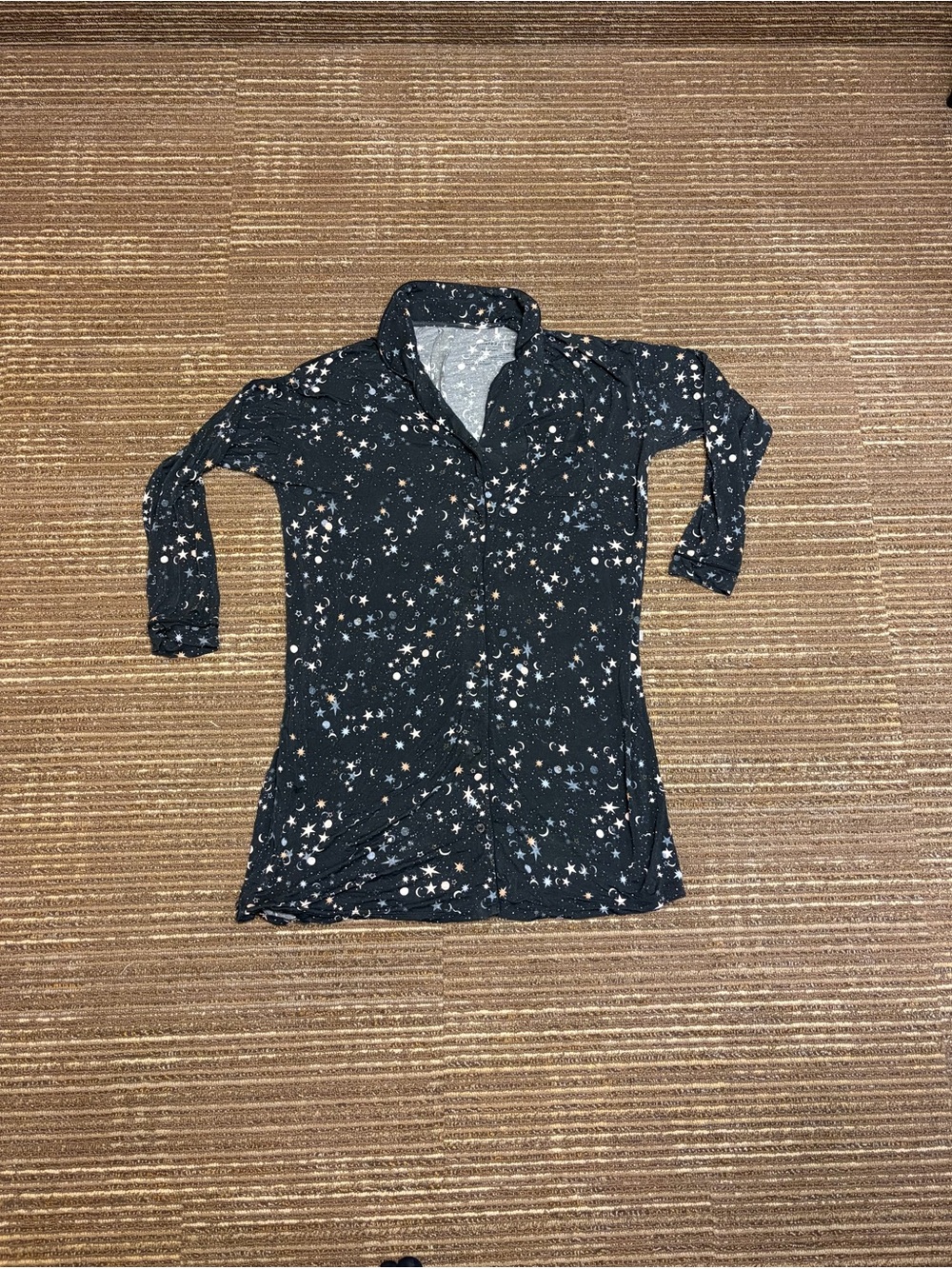 Little Sleepies Nightshirt Bamboo Black Star & Moon Button-Front